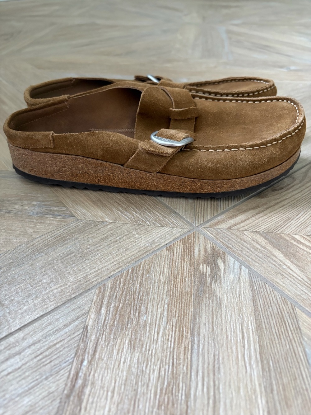 Birkenstock Buckley Suede Leather Clogs Mules Tea Women’s 10 Men’s 8 - Picture 2 of 8